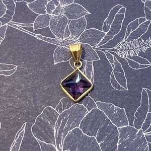Square Amethyst 2.90 ct 14k gold plated pendant